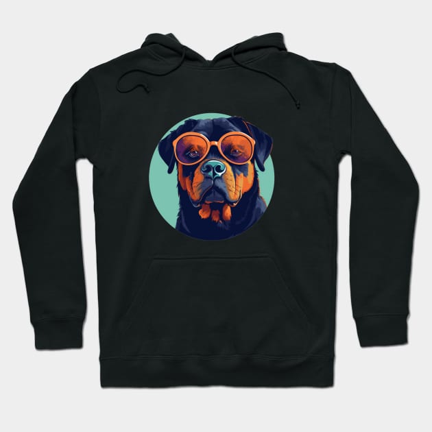 Cute Rottweiler With Sunglasses Hoodie by Artifyio